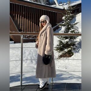 Powder Mink Fur Coat